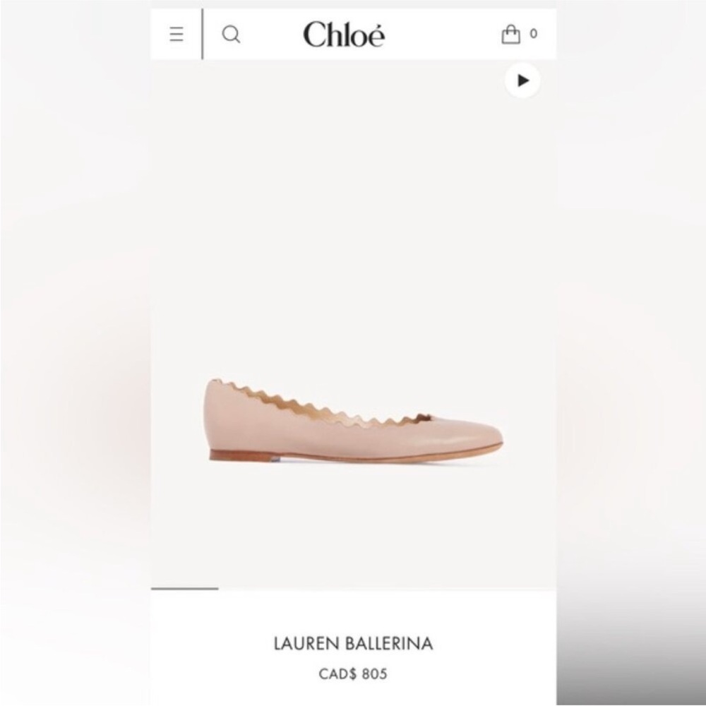 Chloe Lauren Scalloped Flats in pink tea 37.5